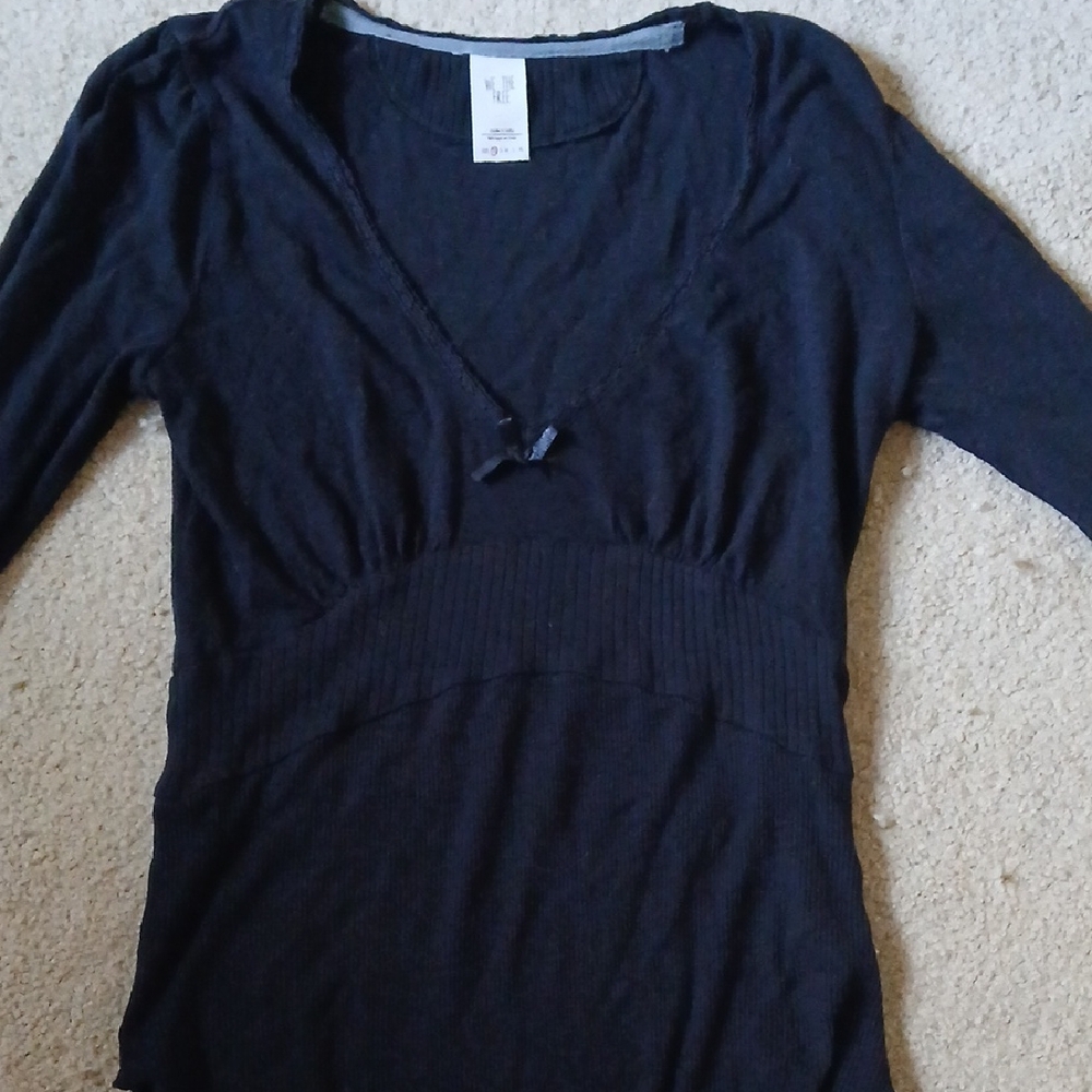 We The Free Charcoal Long Sleeve V-Neck Top Xs